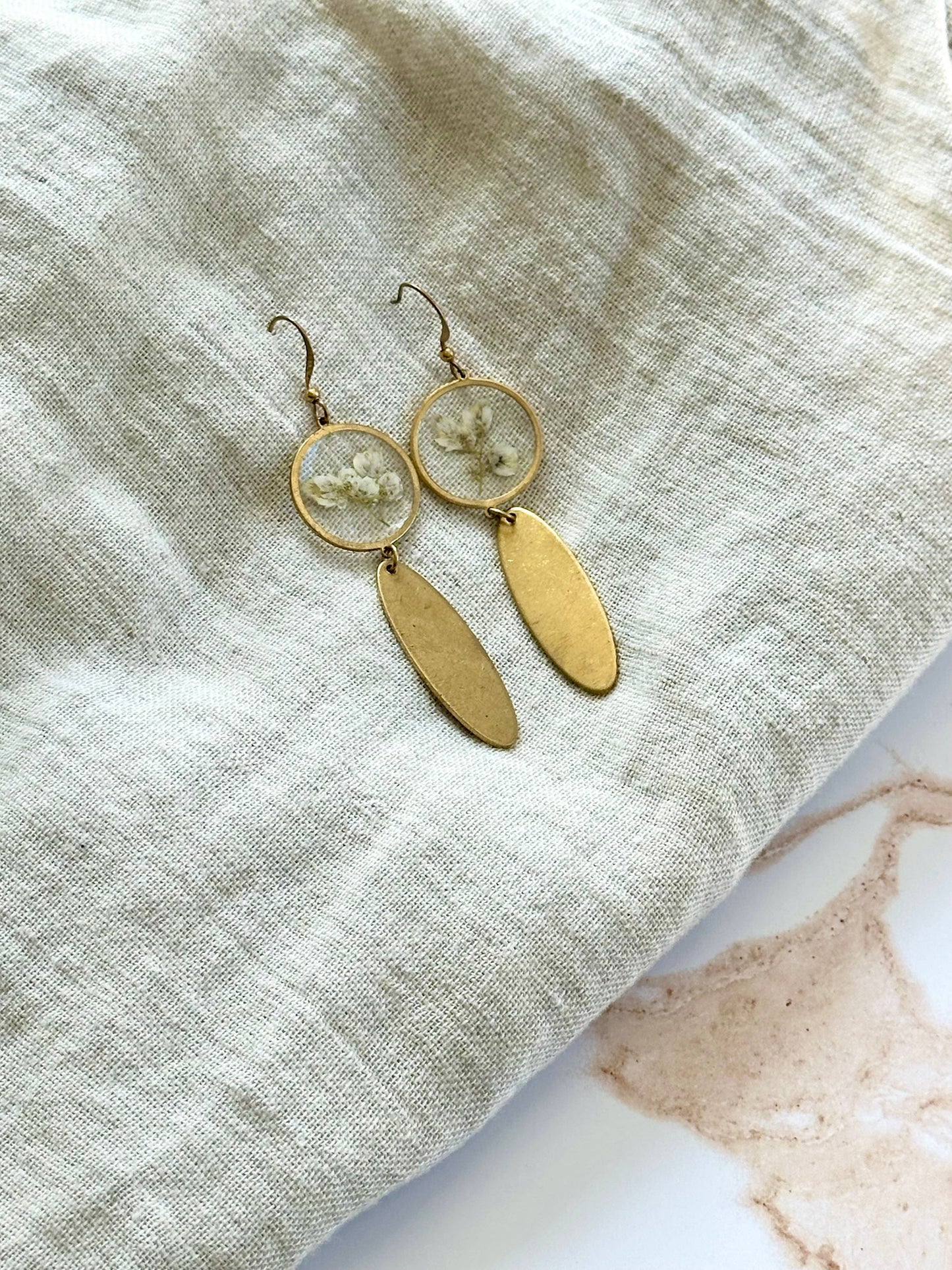 Pressed Flower Jewelry | Minimalist Jewelry | Brass Jewelry