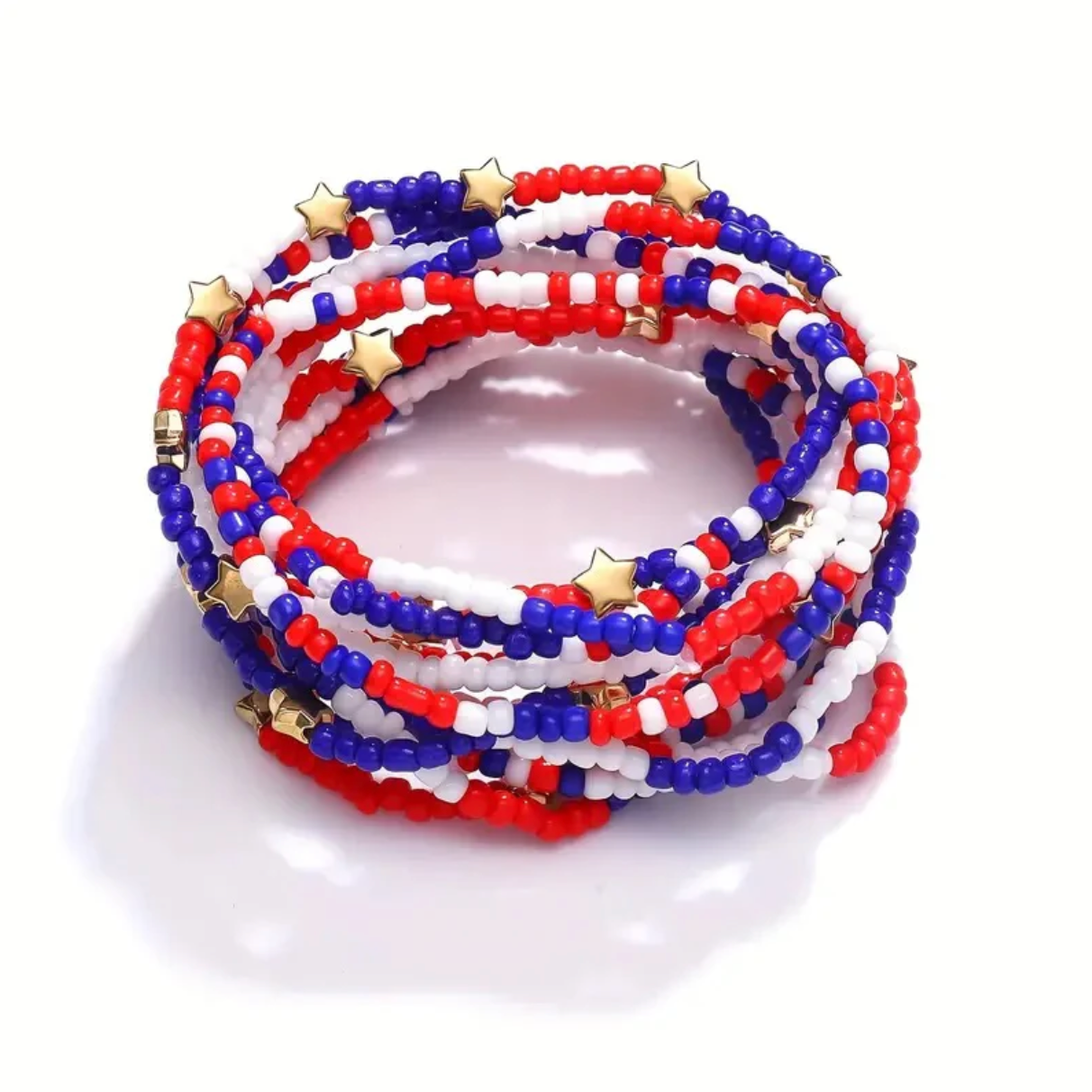 ❤️💙🤍 Red, White + Blue Patriotic Stretchy Mix Bracelets