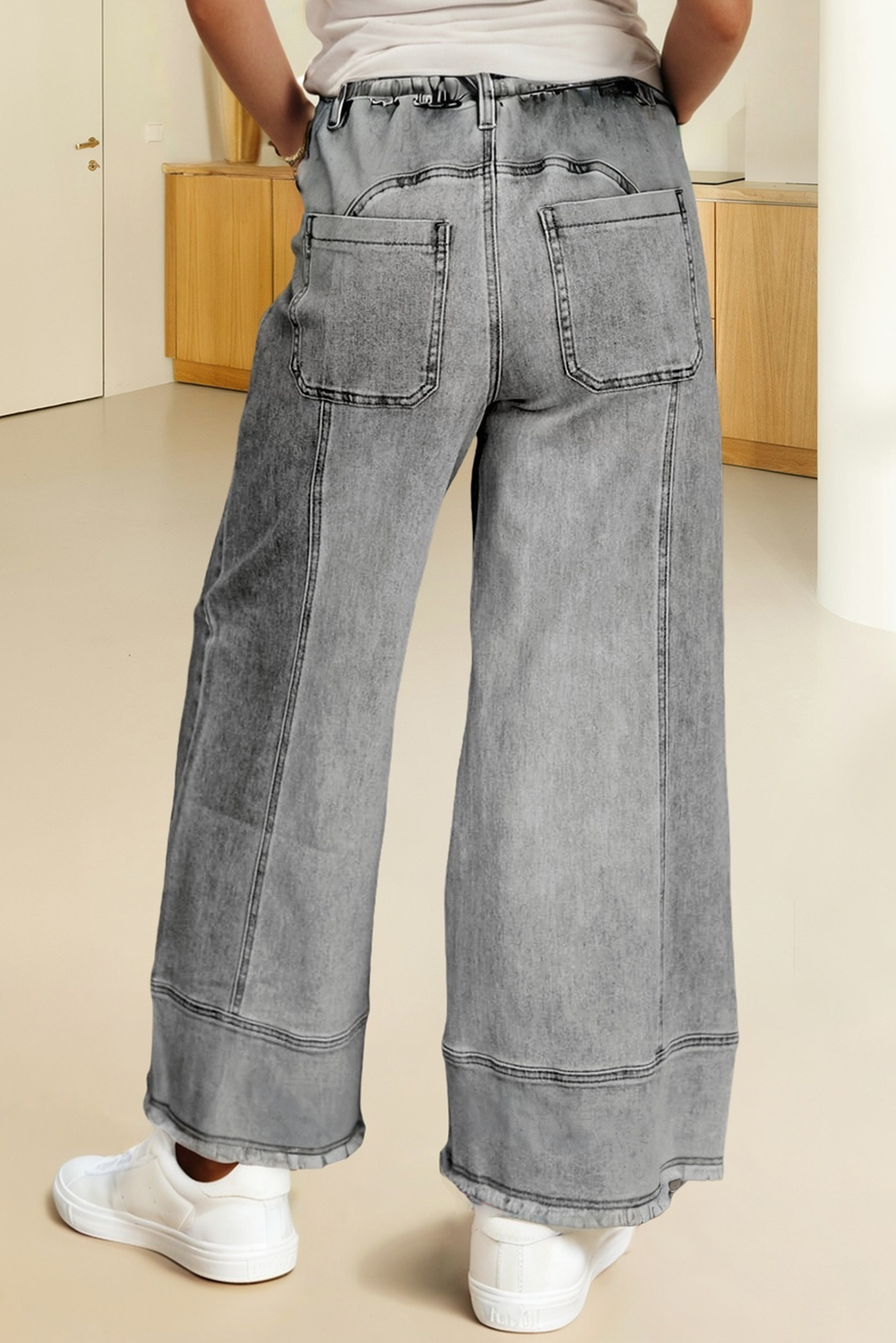 Dancing on the Waves Drawstring Denim Pants (Multiple Washes)