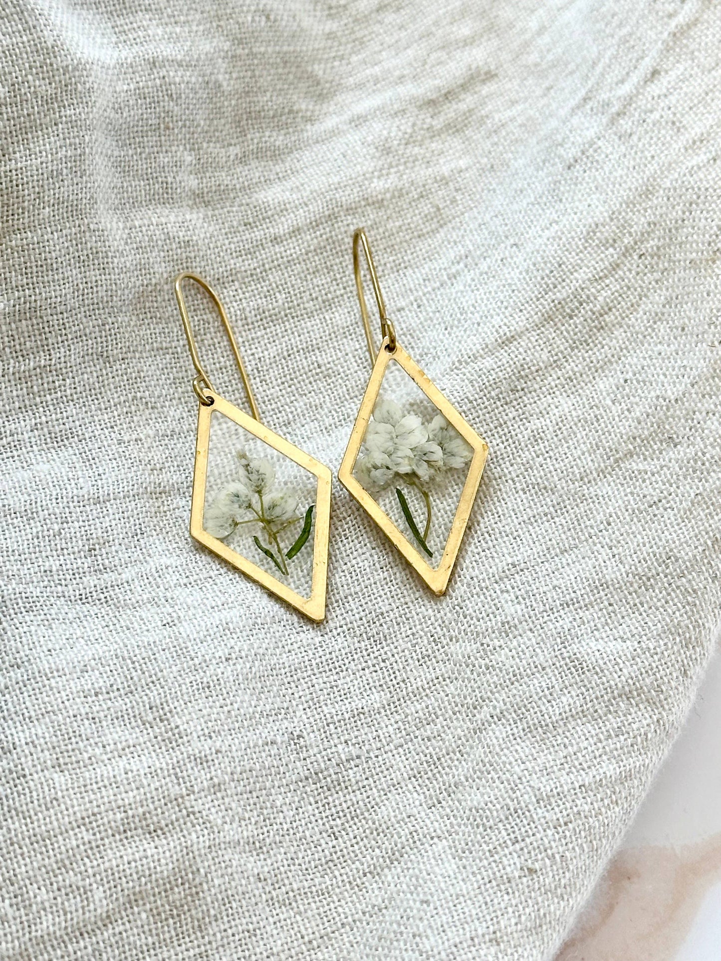 Pressed Flower Jewelry | Minimalist Jewelry | Brass Jewelry