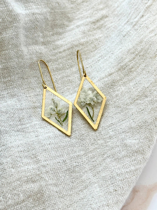 Pressed Flower Jewelry | Minimalist Jewelry | Brass Jewelry
