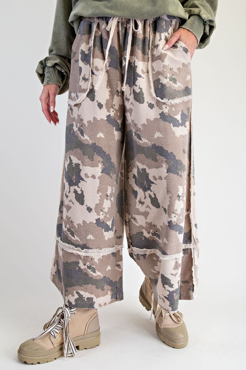Rosie Washed Camo Wide Leg Pant (Small to Large)