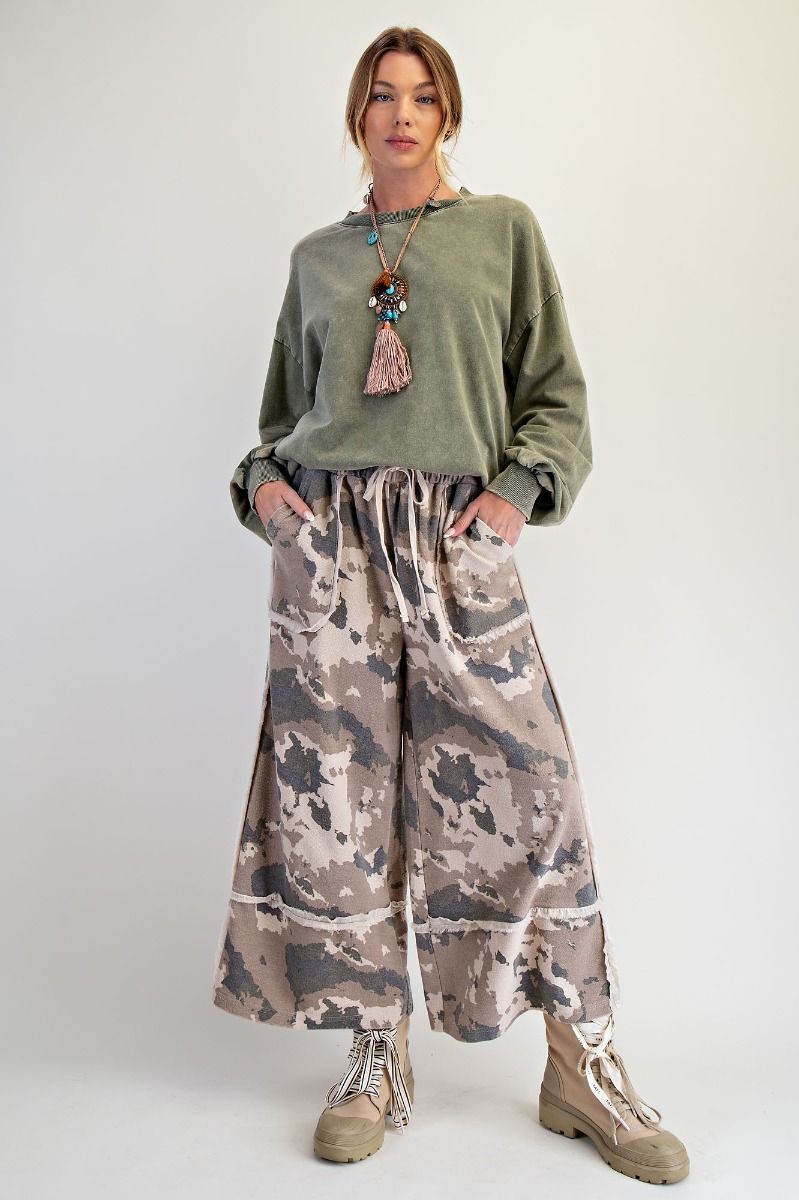 Rosie Washed Camo Wide Leg Pant (Small to Large)