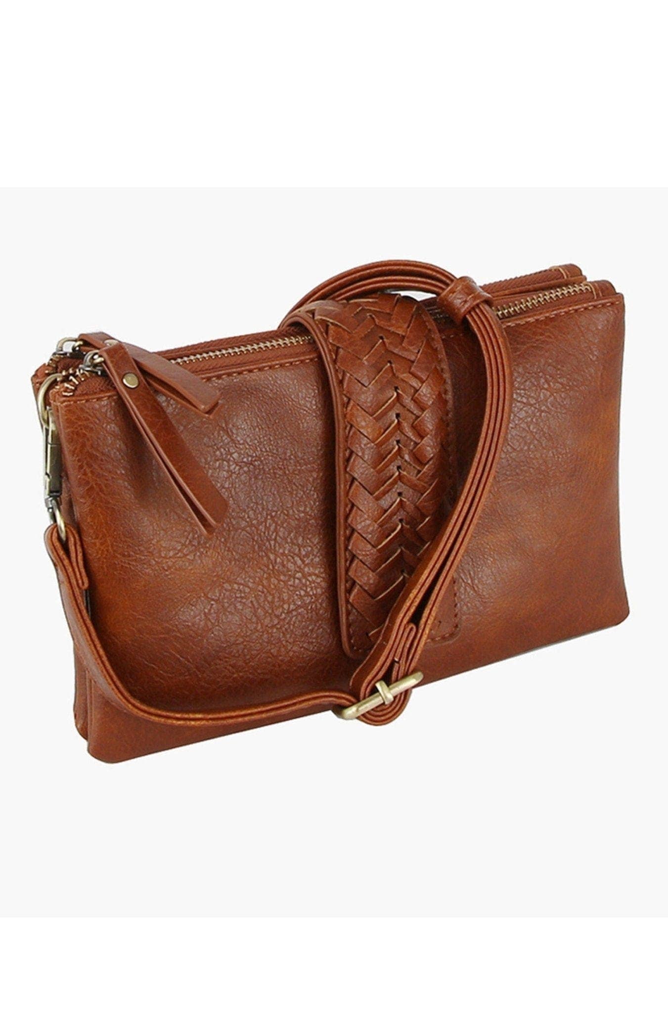 Women's Two-Compartment Crossbody Bag with Braid Detail