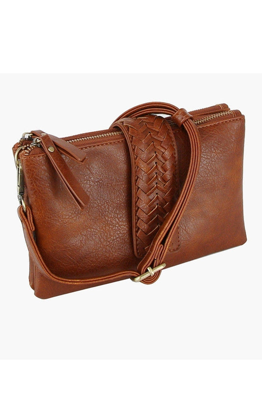 Women's Two-Compartment Crossbody Bag with Braid Detail
