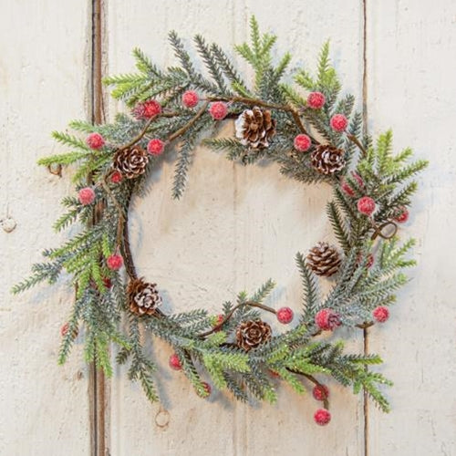 Mountain Pine with Berries 6" Candle Ring