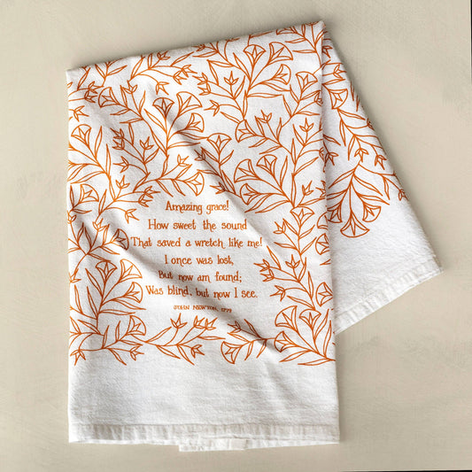 Amazing Grace Hymn Tea Towel