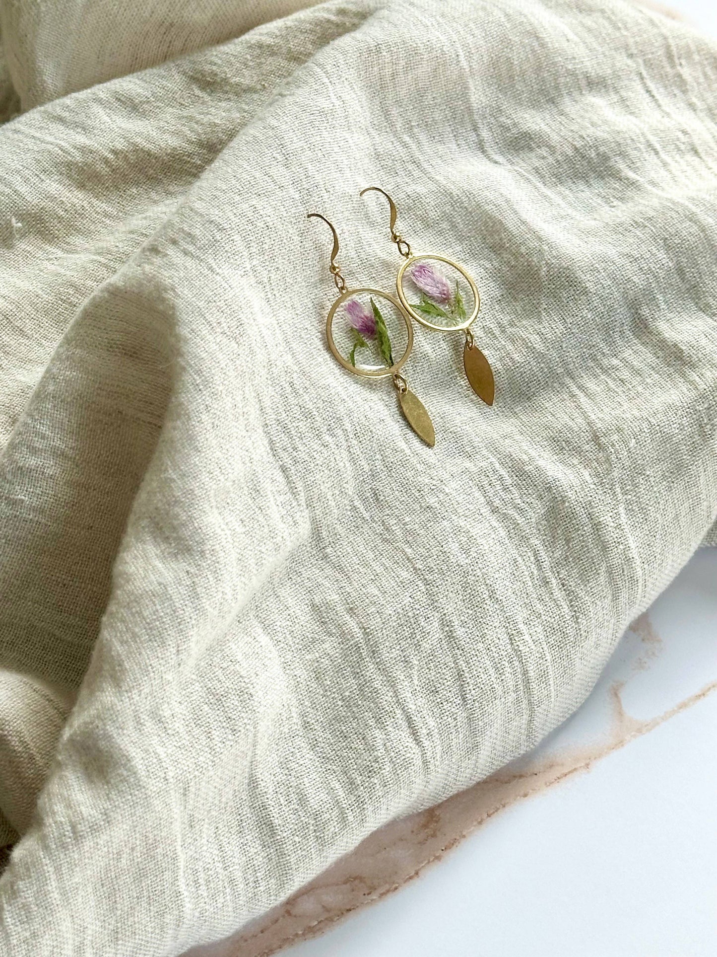 Pressed Flower Jewelry | Minimalist Jewelry | Brass Jewelry