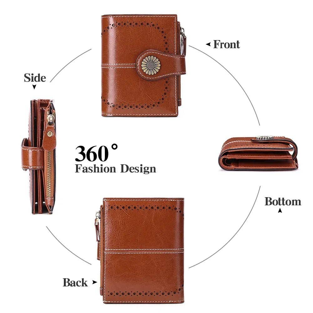 Lena Vegan Leather Laser Cut Out Detail Wallet
