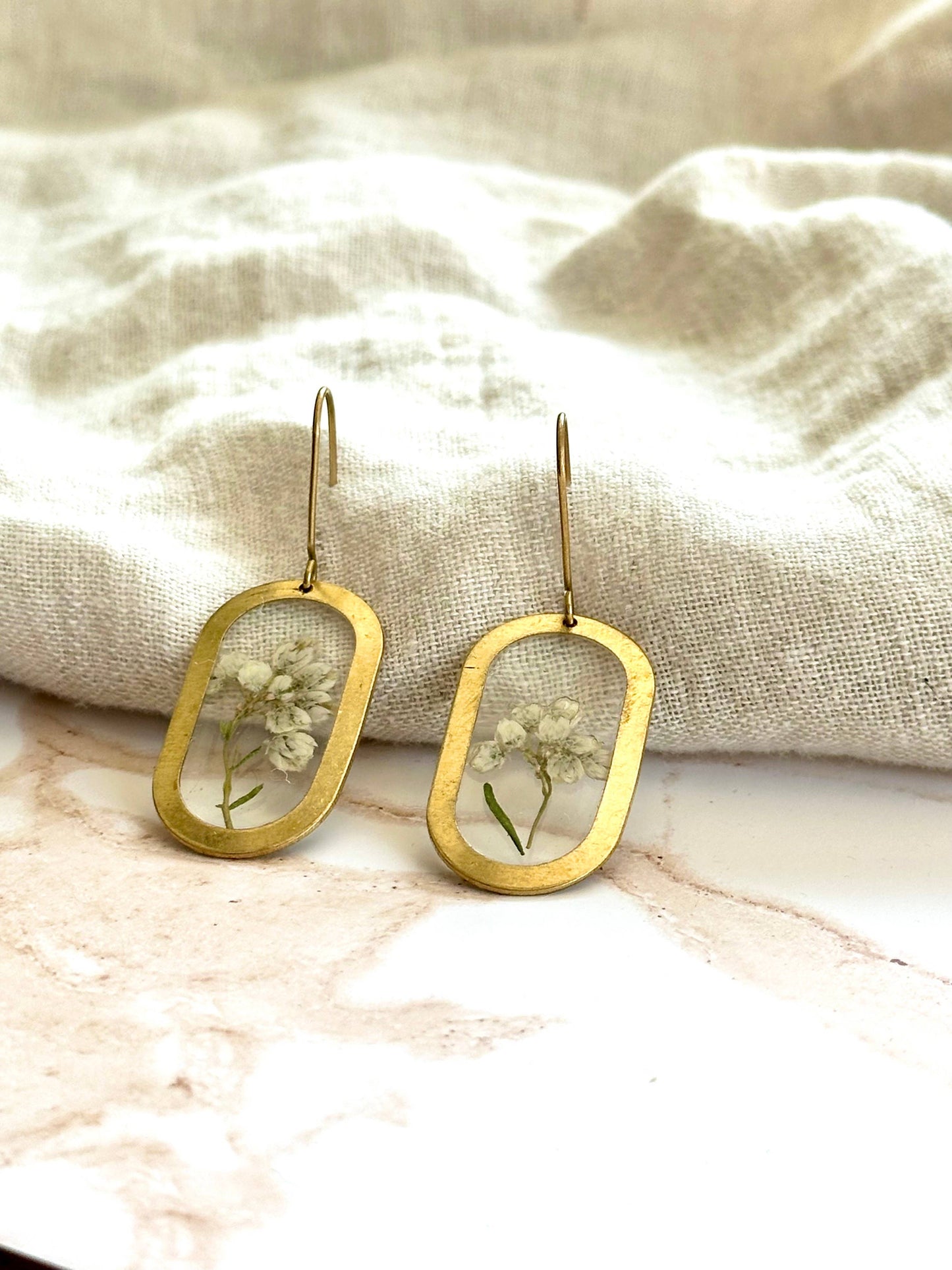 Pressed Flower Jewelry | Minimalist Jewelry | Brass Jewelry