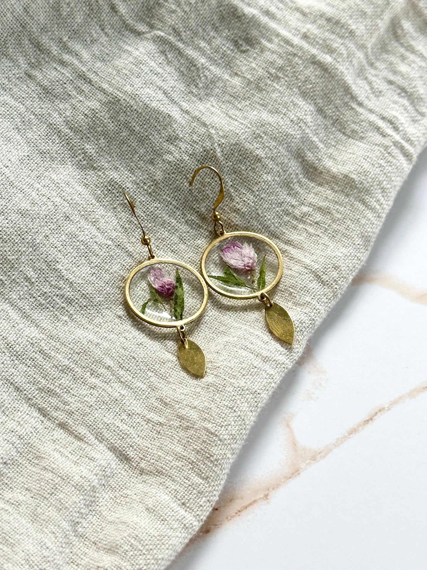 Pressed Flower Jewelry | Minimalist Jewelry | Brass Jewelry
