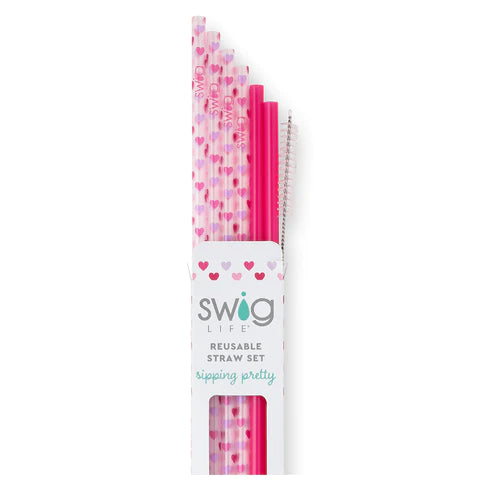 SWIG Falling in Love + Pink Reusable Straw Set