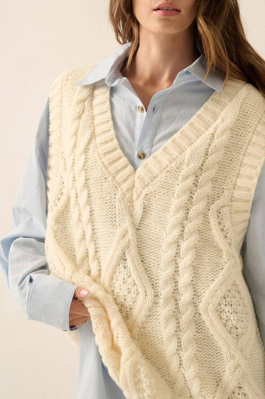 The Classic V-Neck Cable-Knit Sweater Vest (Small to Large)