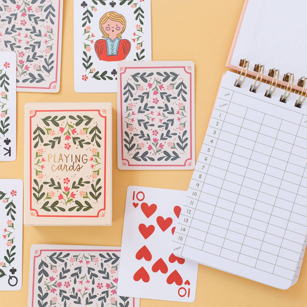 Floral Game Night Set of Playing Cards & Notebook – AllyOops Boutique