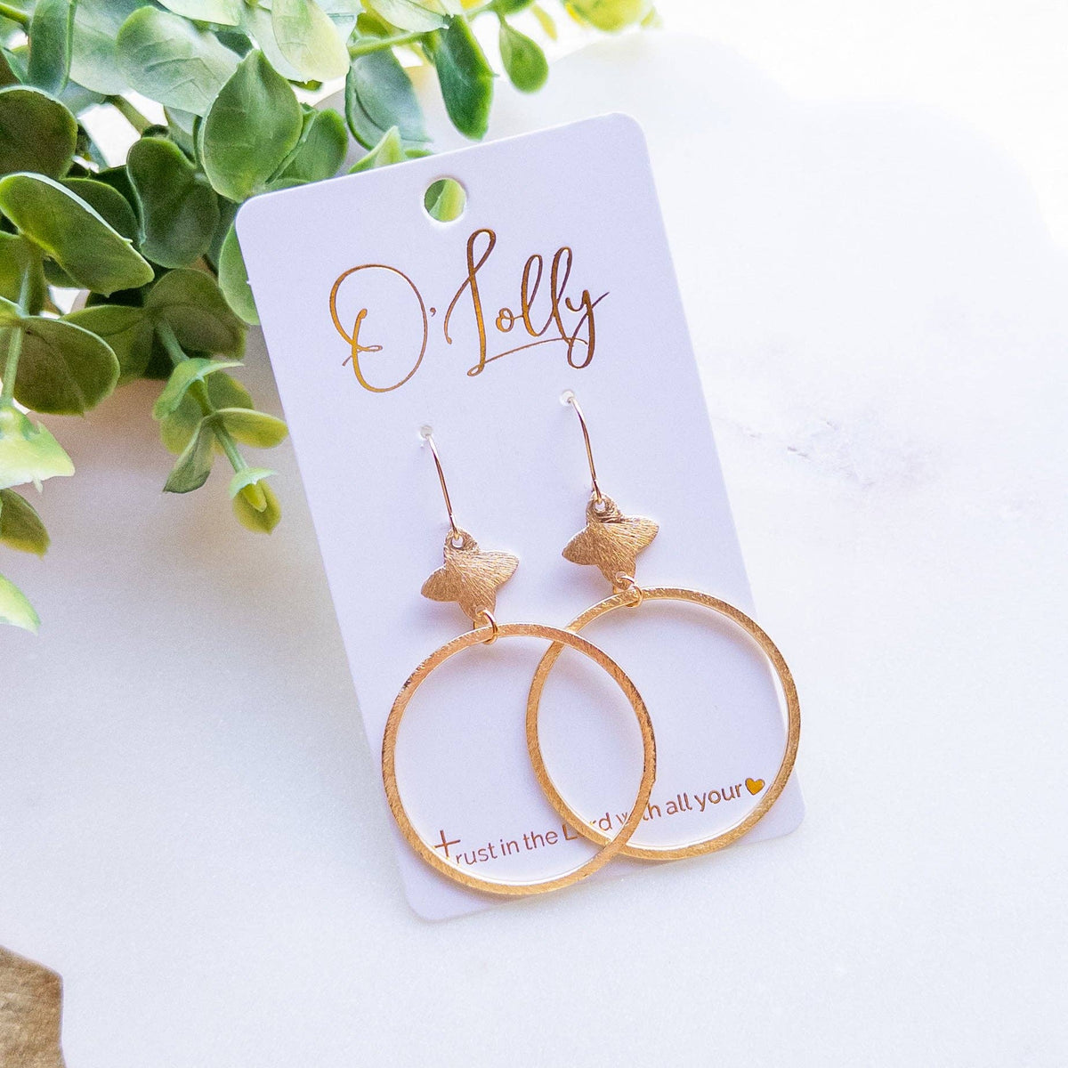 Textured Gold Hoop Drop Earrings “Hollis”