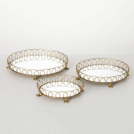 Mirrored Gold Tray 3 Sizes