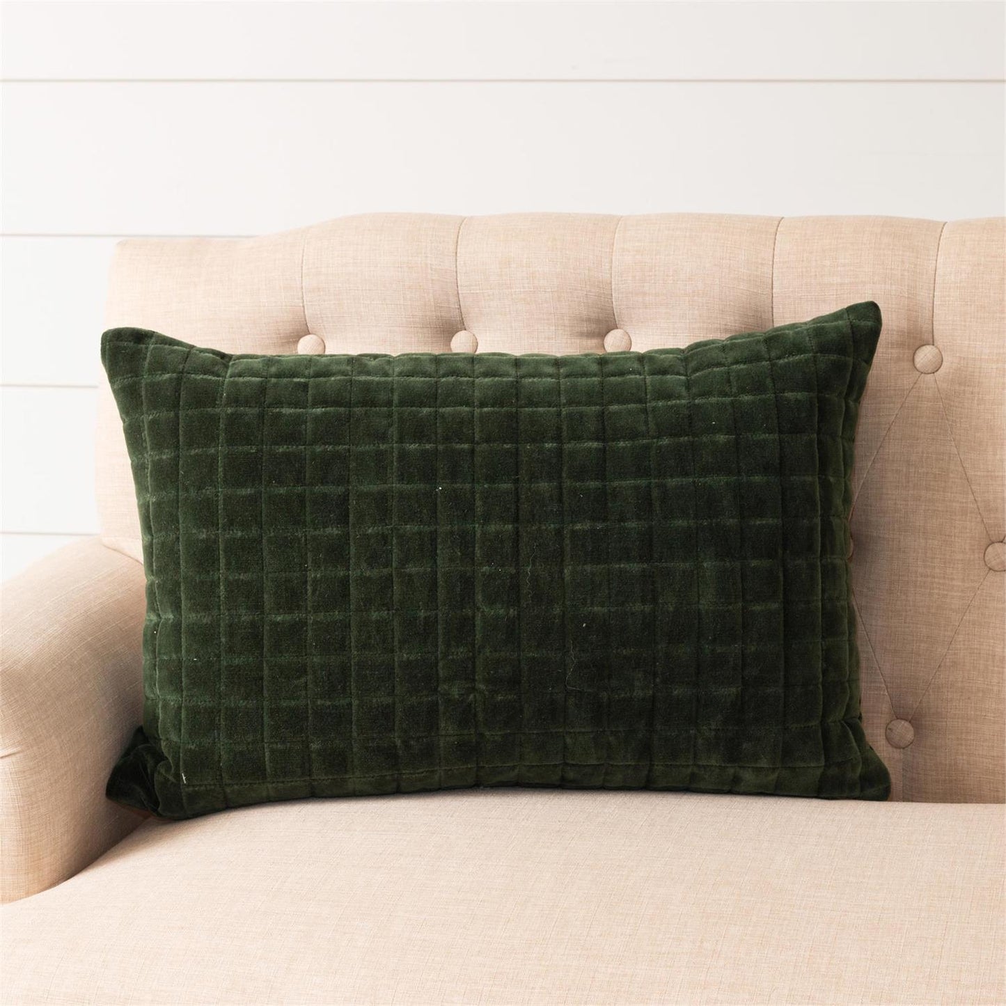 Quilted Velvet Forest Green Pillow