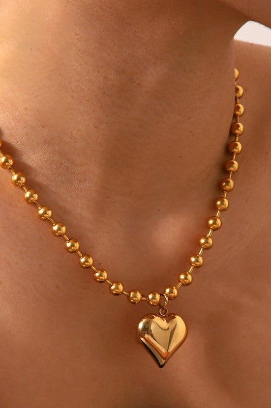 Chunky Heart 18k Gold Plated Necklace