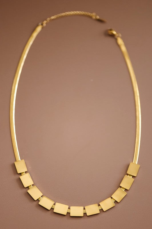 Decorative Herringbone 18k Gold Plated Necklace
