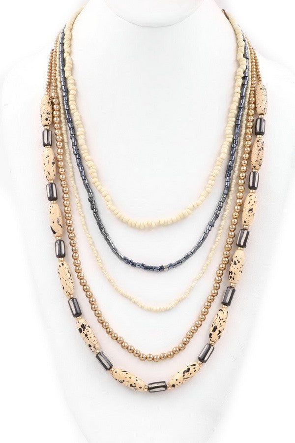 Hutch Wooden Beaded Layered Necklace