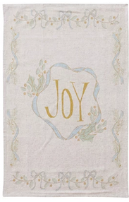 Cotton & Linen Printed Tea Towel with Holiday Saying (3 Styles Available)