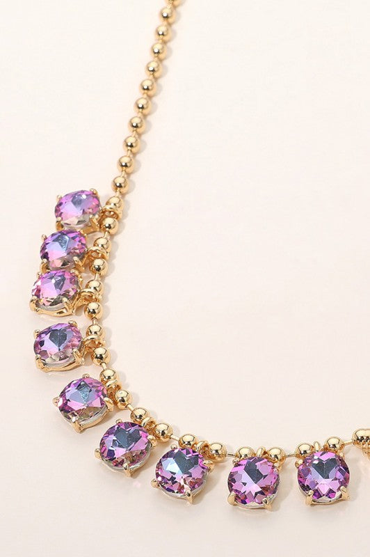 Round Stone lInk Evening Necklace