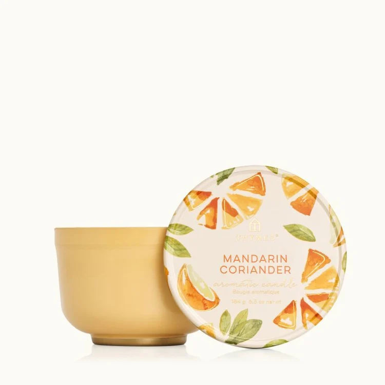 THYMES - HOME Mandarin Coriander Poured Candle Tin Printed Lid