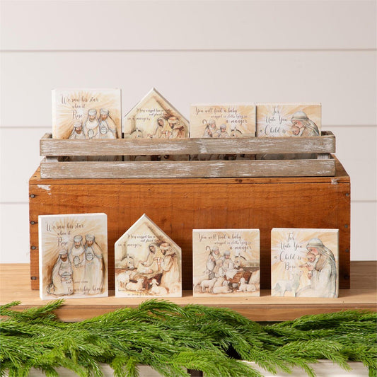 Nativity Block Sign (Set of 4)