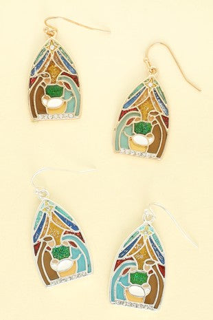 Holy Family Epoxy Earrings (Multiple Metal Options)