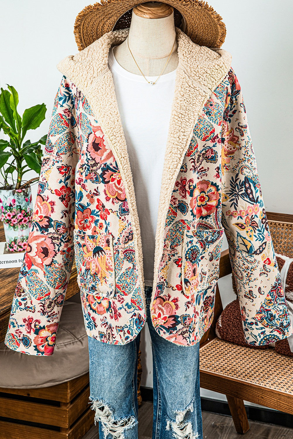 Vintage Paisley Sherpa Lined Jacket (Small to XL)