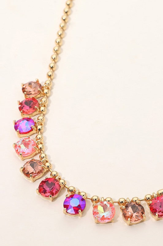 Round Stone lInk Evening Necklace