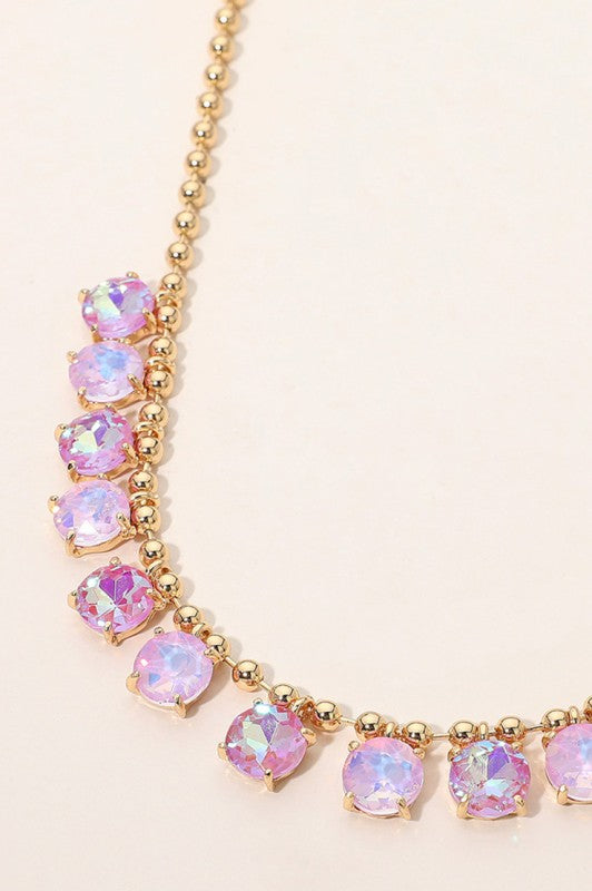 Round Stone lInk Evening Necklace