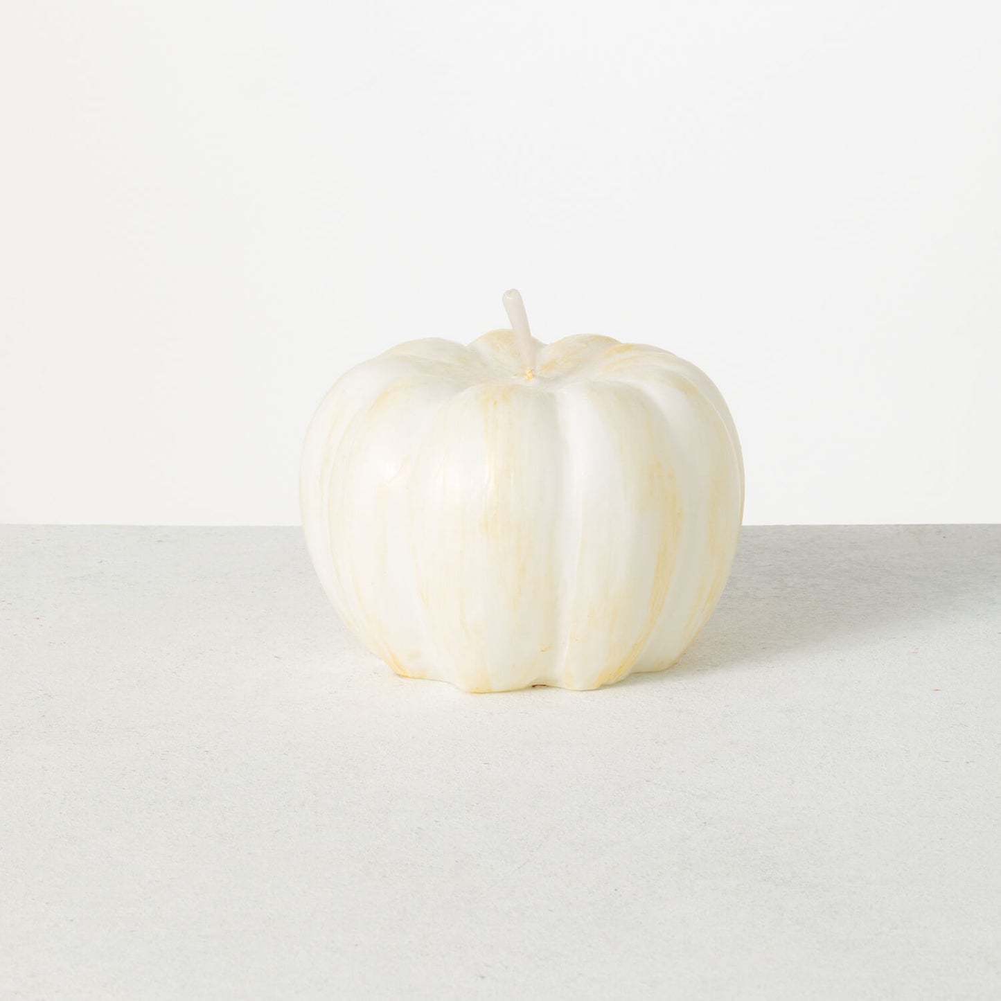 White Pumpkin Unscented Candle 6"
