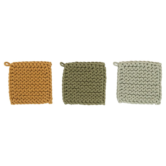 Cotton Crocheted Pot Holder (3 Colors)