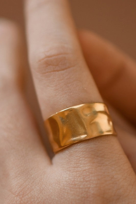 Hammered 18k Gold Plated Ring