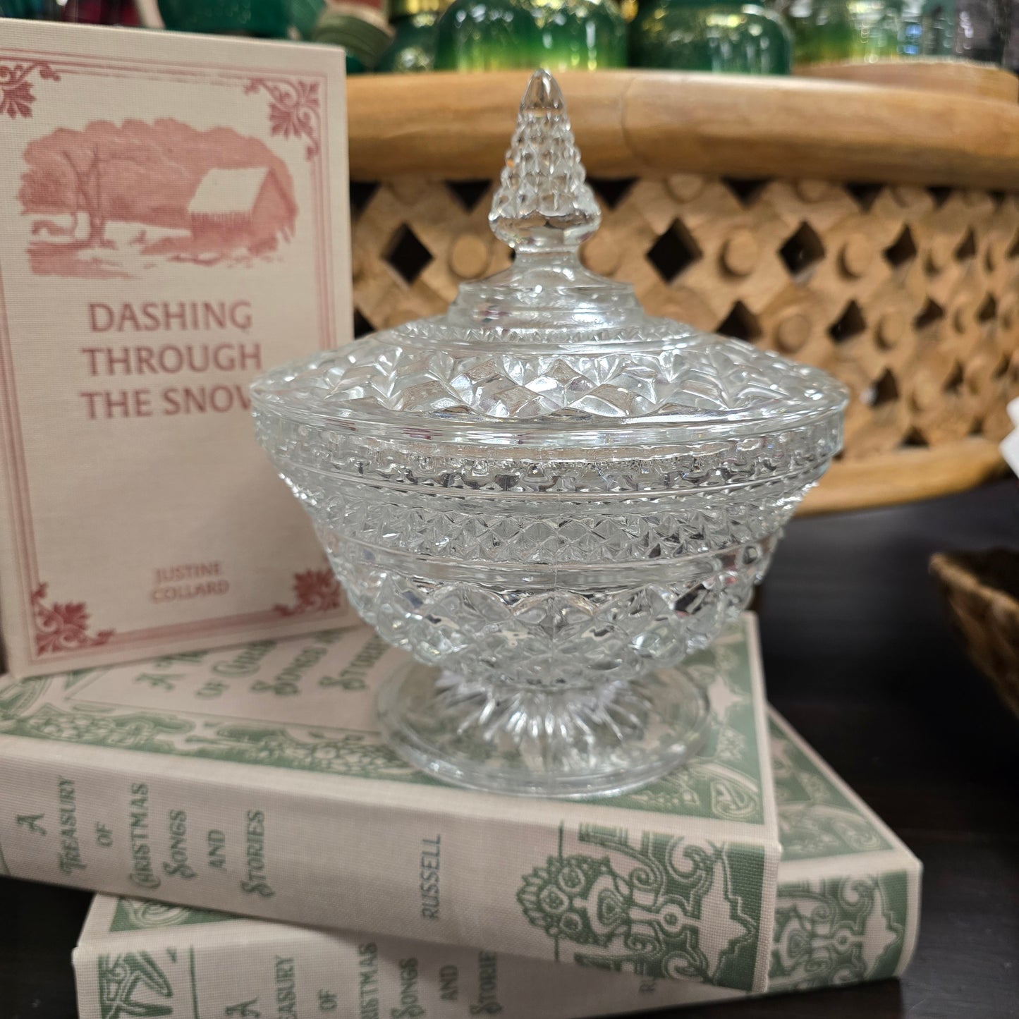 Vintage Anchor Hocking Wexford Cut Glass Candy Dish