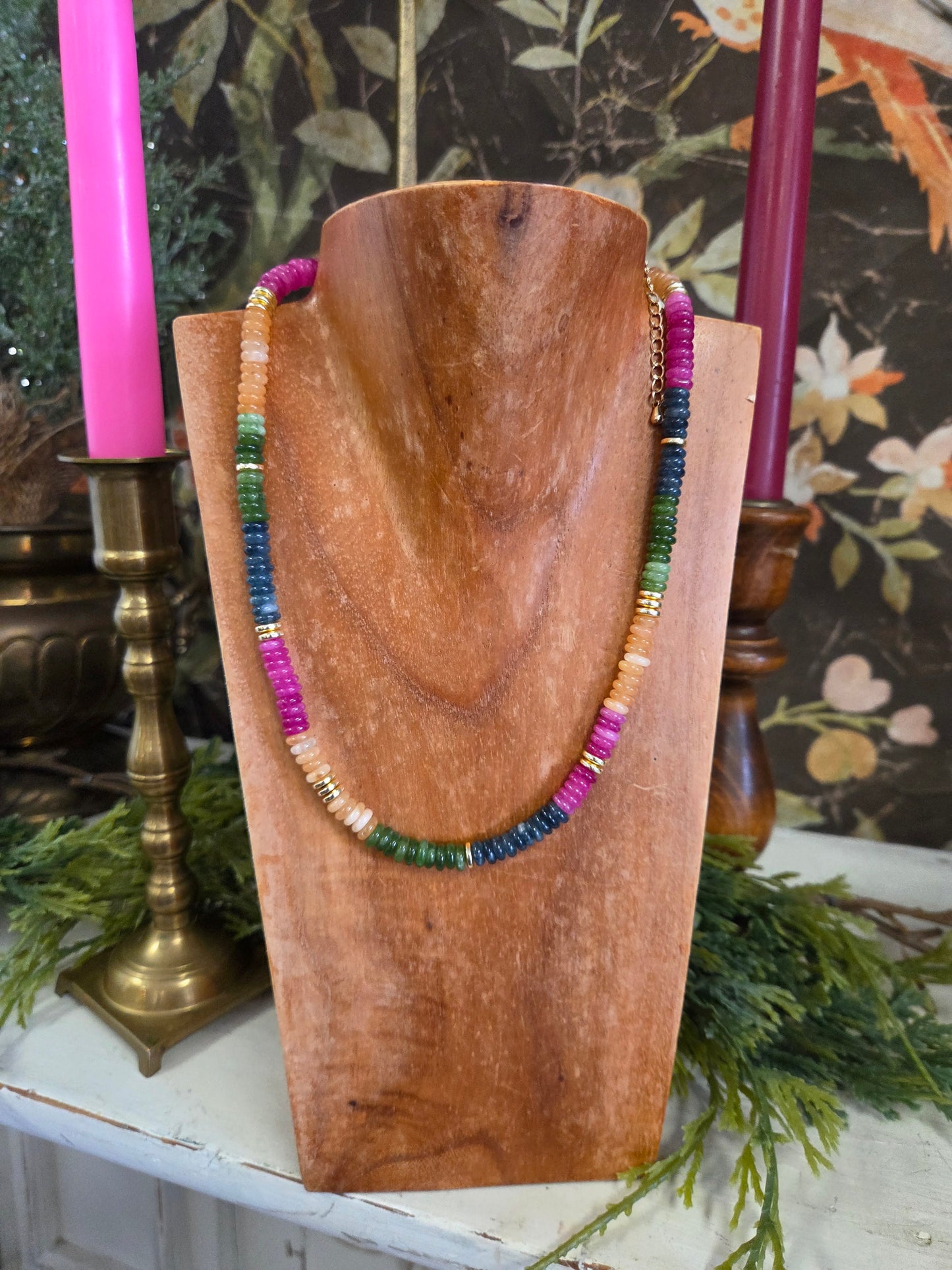 Colorful Beaded Semi Precious Stone Necklace by Jennifer Thames Orignals