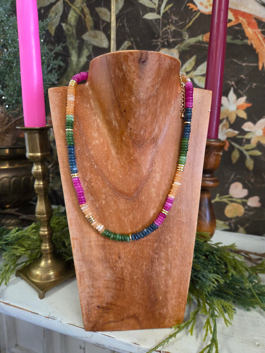Colorful Beaded Semi Precious Stone Necklace by Jennifer Thames Orignals