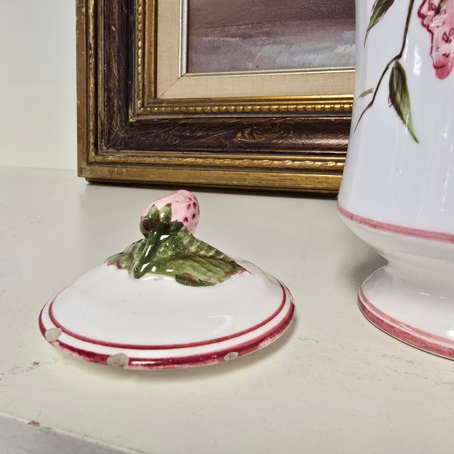 Small Vintage Primavera Strawberry Ceramic Container