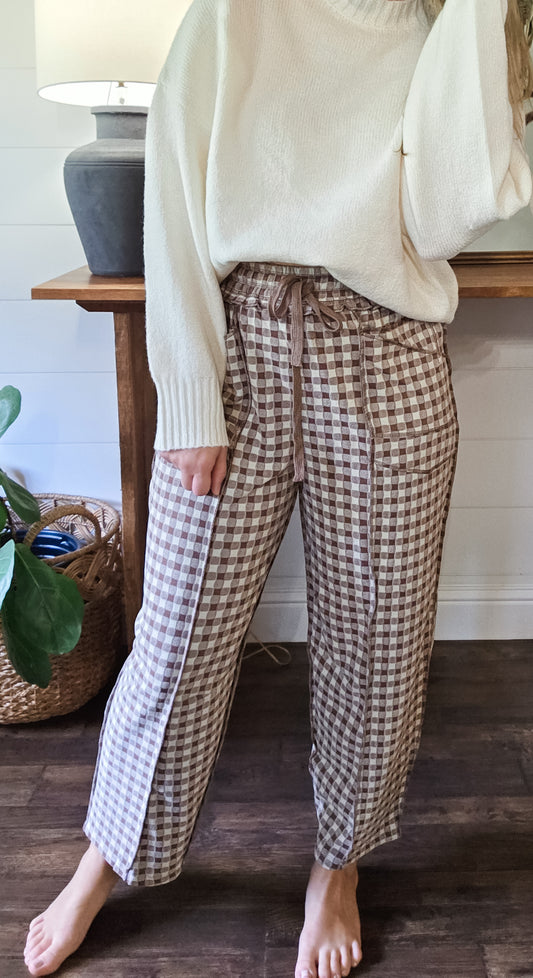 Cozy Check Barrel Pants Multiple Colors (Small to XL)