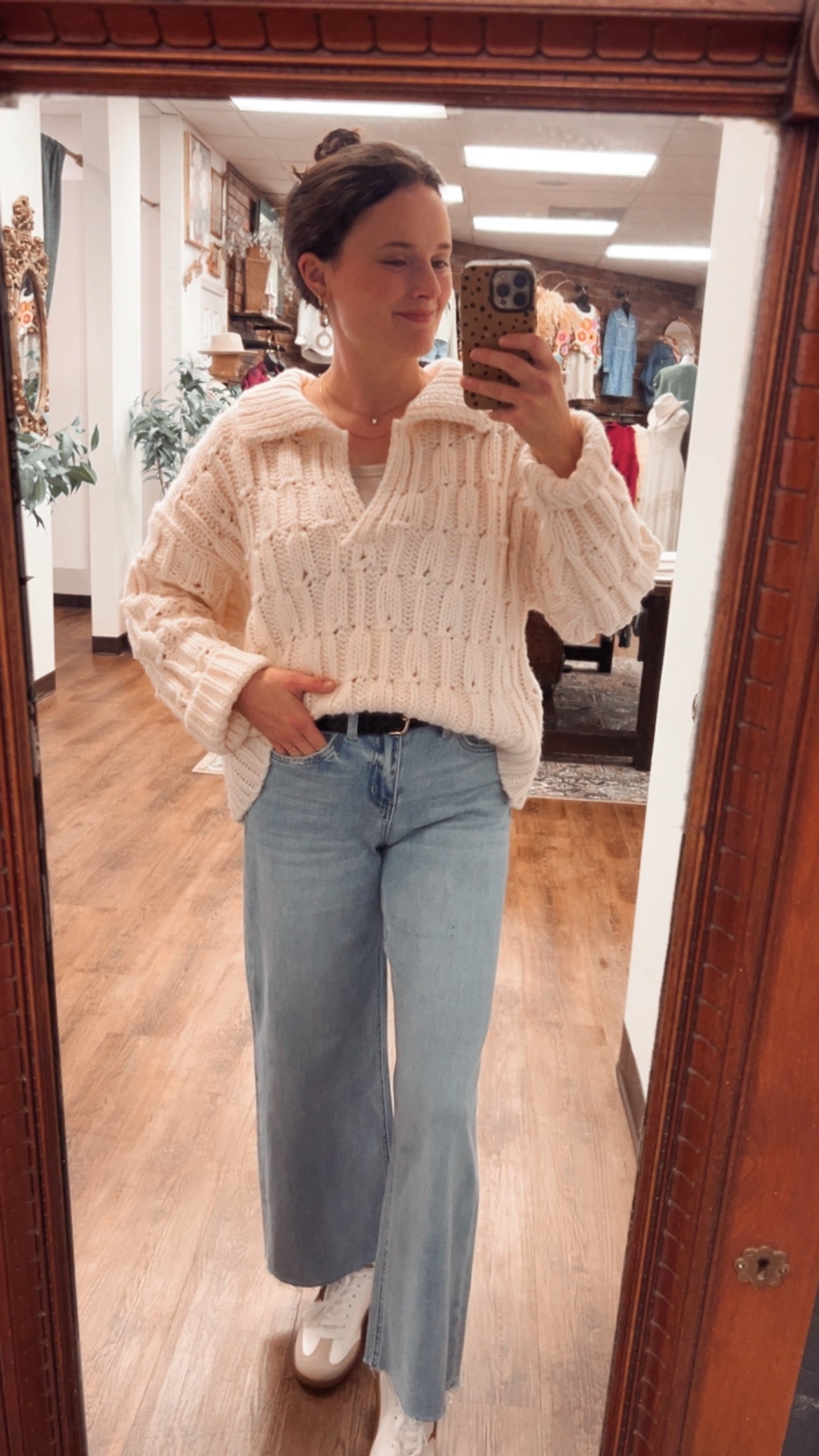 Cozy Textured Collared Sweater Top (Small to XLarge)