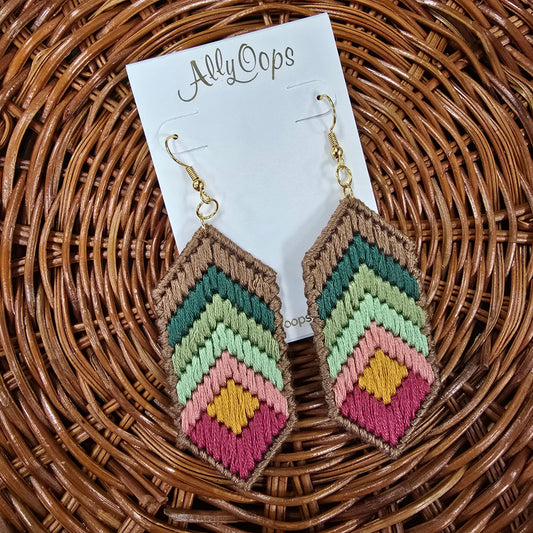 Handmade Bargello Earrings with Gold Hook (Multiple Styles)