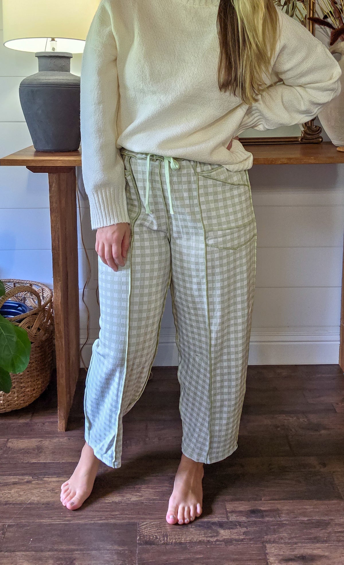 Cozy Check Barrel Pants Multiple Colors (Small to XL)