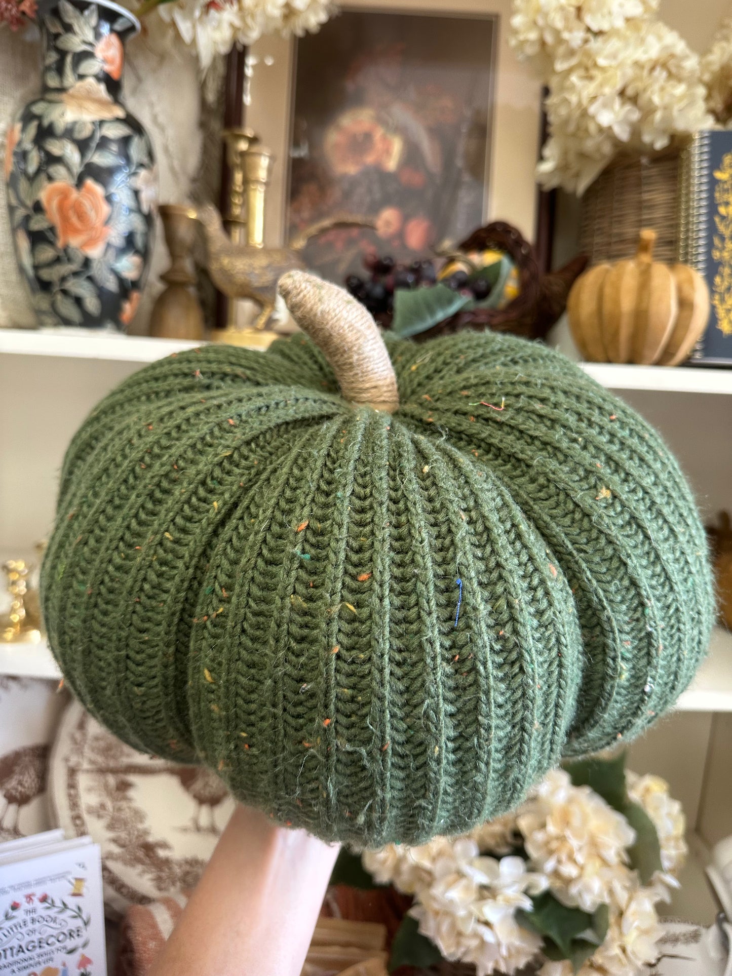 Mossy Green Large Knit Pumpkin