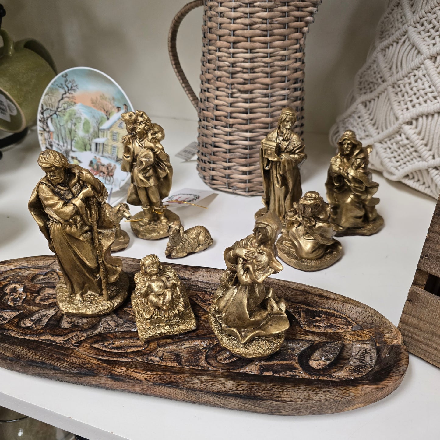 #2 Hand Painted 9 Piece Nativity Set