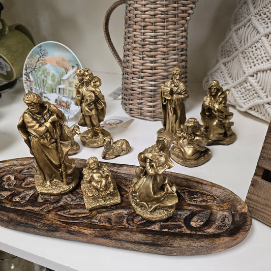 #2 Hand Painted 9 Piece Nativity Set