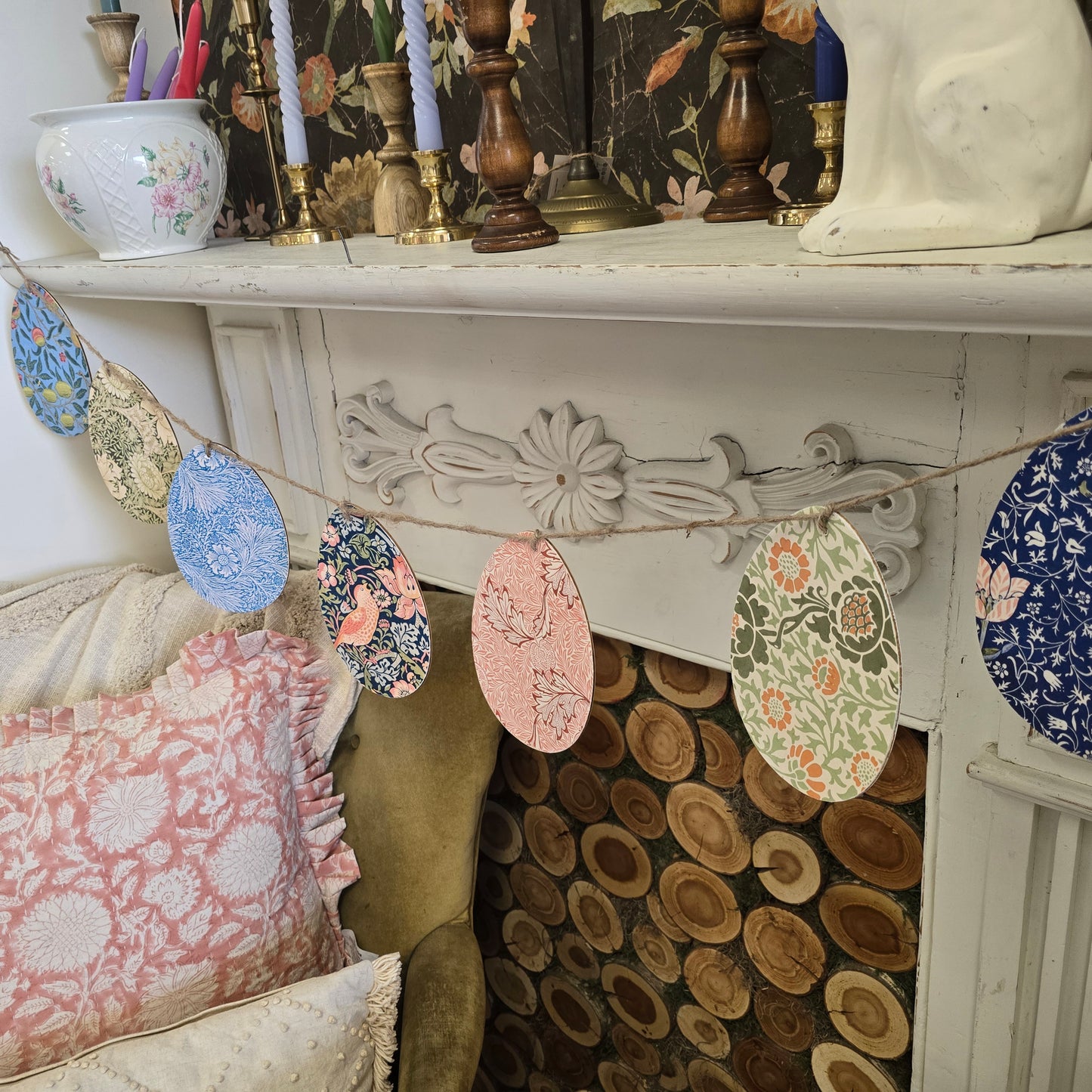 Hand Made Egg Garland William Morris Print Decoupage