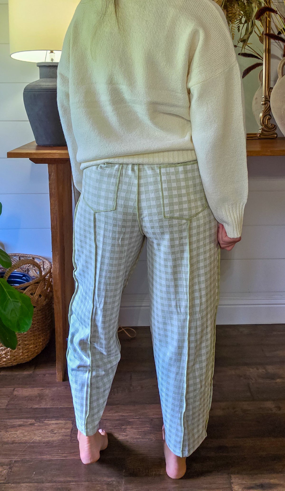 Cozy Check Barrel Pants Multiple Colors (Small to XL)