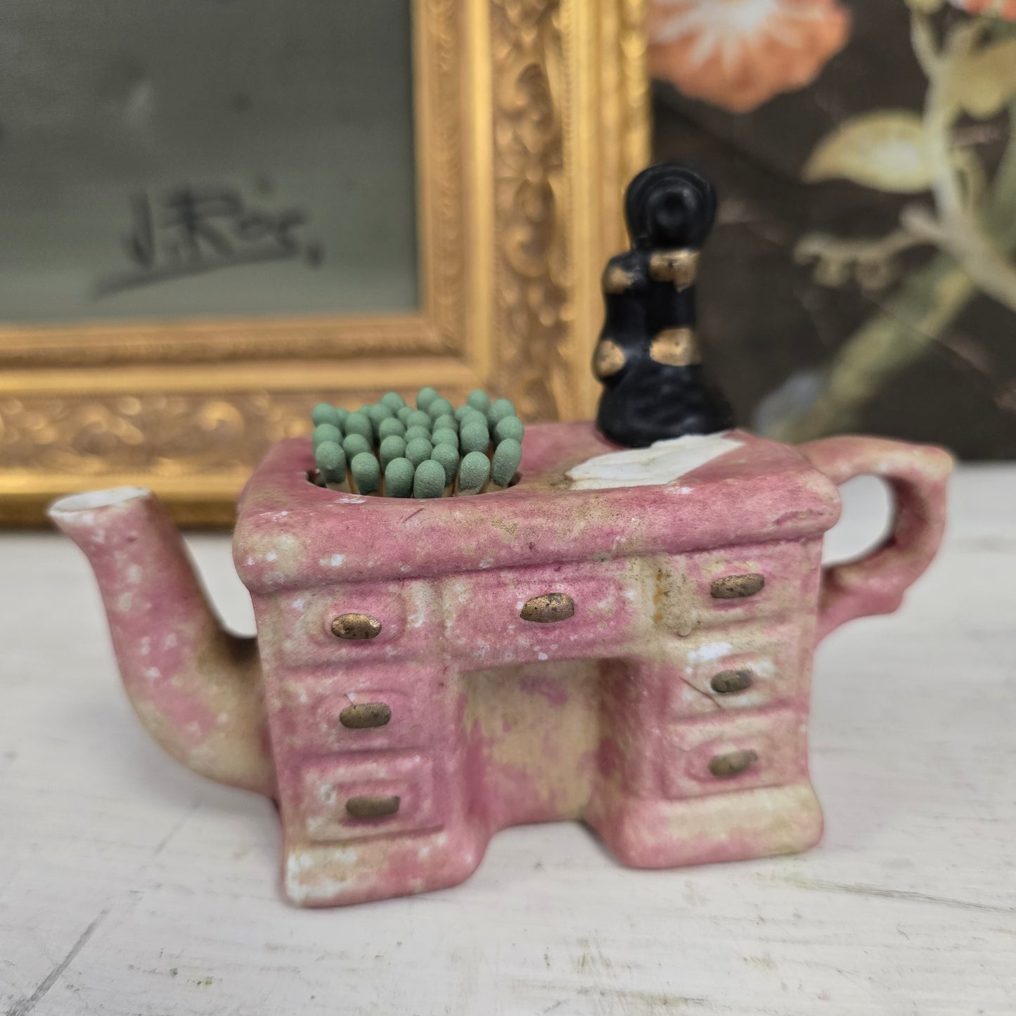 Vintage Vessel Desk Match Holder with Striker