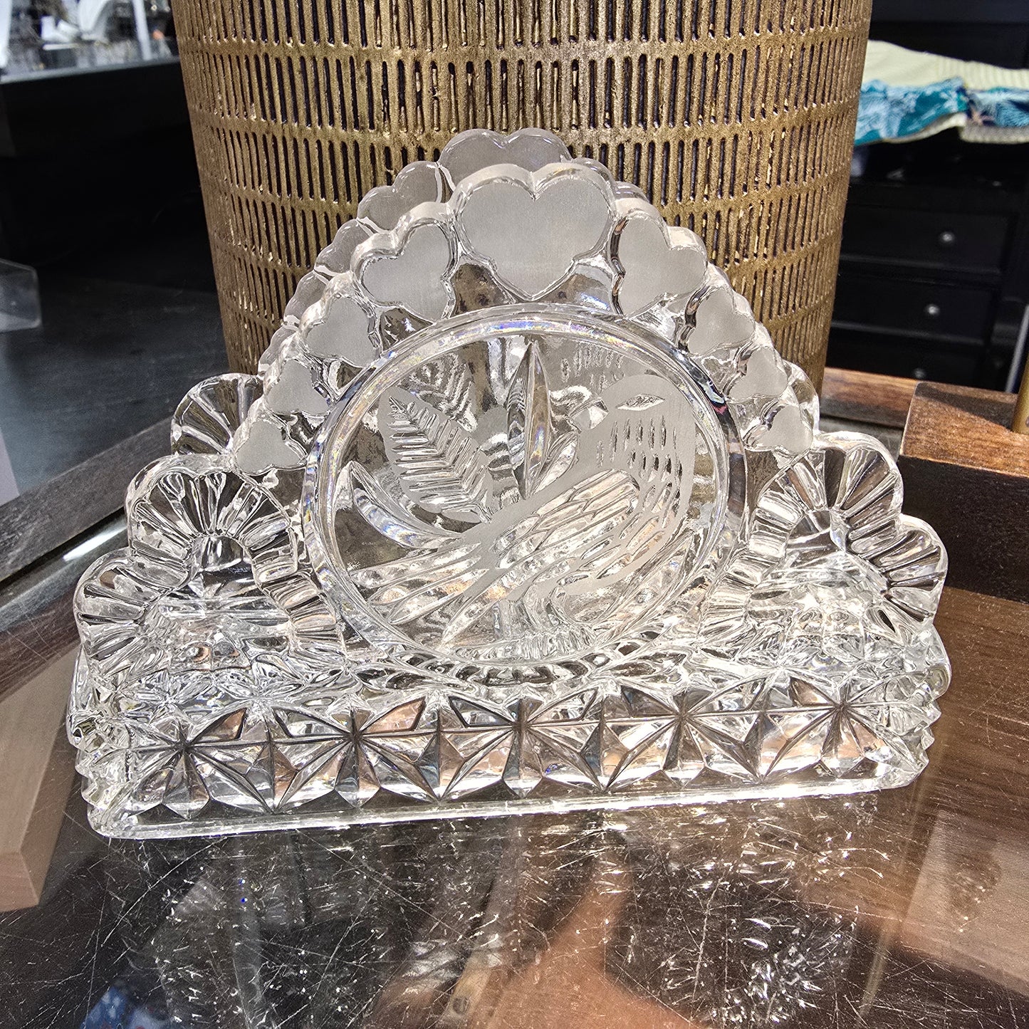 Vintage Hofbauer Byrdes Collection Crystal Napkin Holder